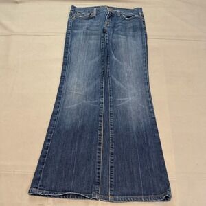 VTG Y2K 7 For All Mankind Wide Leg Bootcut Jean Denim Women Med Wash-30x29-5448